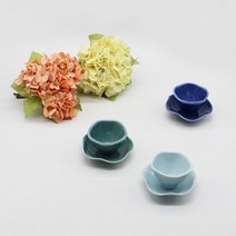 달소금 핸드메이드 도자기 꽃잎찻잔세트(3color), 색상:피콕SET