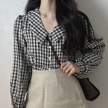 로맨틱 체크 봄 블라우스