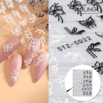 3D 엠보 네일 플라워 아트 데코 스티커 STZ-5D22, STZ-5D22번