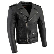 Milwaukee Leather LKM1781 남성용 레전드 클래식 폴리스 스타일 블랙 가죽 오토바이 재킷 퀼트 안감 포함 - 2XL 497774, X-Large