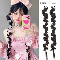 가발 땋은 머리 하니 머리 장식 꽈배기 포니테일 트위스트 헤어 걸 픽업 런닝 사진 더티 땋은 머리 시솽반나, 꼬인끈[한쌍]75Cm, 하나