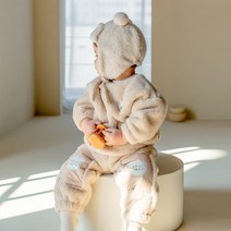 [해피프린스]도디 후리스 아기 셋업_베이지