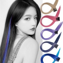 룸804 브릿지 붙임머리 피스 옴브레 하이라이트 탈색 가발 헤어피스 부분가발, 단색, 네온오렌지