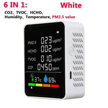 공기질측정기 공기 측정기 디지털 이산화탄소 온도 습도 356 in 1 co2 meter, 협력사, 6 in 1 흰색