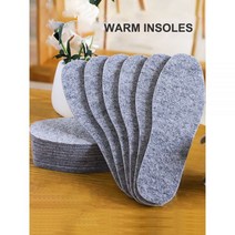 족저근막염 신발 키높이 평발 기능성 깔창 3 쌍 Thicken Warm Insoles 통기성 부드러운 피부 친화적 인 남성 여성 Thermal Wool Felt Shoes 부츠 패, Gray-5 pairs_37-235MM