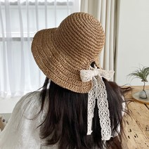 동대문모자 리본 밀짚 보넷 여름 보킷햇 여성 레이스 라피아햇 밀집모자