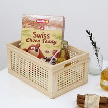 내일의공간 원목 네트망 사각 바구니 (라탄바구니), 대형