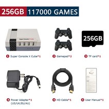 비디오게임기레트로 게임 PS1/PSP/DC/N64 117000 + 게임용 슈퍼 콘솔 X 큐브 4K 미니 TV 박스 비디오 2.4G, 02 AU, 10 Cube-256G-706W-2