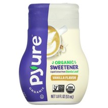 Pyure 유기농 액상 스테비아 감미료 바닐라 설탕 대용품 케토 53ml(1.8fl oz)
