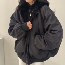 빨강몽키 9378 여성 겨울 점퍼 기모 도톰 양면 패딩 여자 코트 야상 숏야상