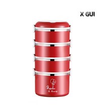 X GUI 스텐 보온도시락통 직장인 초등 2단 3단 4단 보온밥통, 블루, 1개