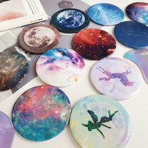 커스텀엑스 휴대용 원형 우주시리즈 예쁜 미니 손거울, 지금아니면언제(알루미늄), 1개