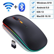 무선 레이저 게이밍 마우스 블루투스 rgb 충전식 컴퓨터 사일런트 mause led 백라이트 ergonomic 게임용 노트북 pc, 협력사, 블루투스 블랙 b