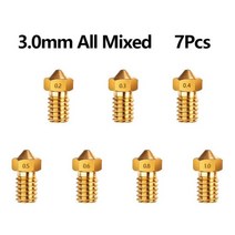 3D 프린터 부품 SHOOMO3D 압출기 황동 노즐 프린트 헤드 1.75mm 3.0mm 필라멘트 E3D V5 V6 Anet 8 Anycubic i3, 3.0-0.4mm_3.0mm All Mixed