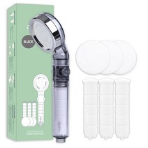 아토젯 온오프 필터 샤워기 블랙 본품+헤드필터3P+바디필터3P, 1세트, 샤워기:블랙,헤드필터+바디필터:단일색상