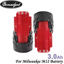 밀워키배터리 bonadget 12v 3.0ah 3000mah 충전식 배터리 밀워키 m12 xc 무선 도구 48-11-2402 48-11-2411 48-11-2401 호환, 2팩