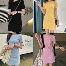여자 원피스 미니원피스 무지 깔끔한 기본 슬림 반팔
