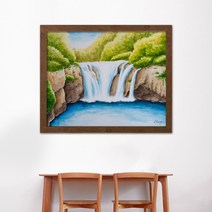 나봄갤러리 폭포그림 8 돈들어오는그림 폭포사진 재물운, 4.내츄럴 브라운 액자