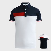 여름 반팔 카라 티셔츠 가슴 배색 라인 PK 반팔티