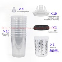 스프레이 페인트 건10pcs No cleaning Cups 페인트 믹싱 컵 160cc 400cc 600cc 800cc 스프레이 건 PPS 탱크, 04 10pcs 800CC