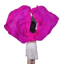100% 리얼 실크 밸리 댄스 베일 핸드 스카프 목도리 퍼프 컬러 댄서 의상 액세서리 화이트 그린 핑크 블루 너슬 부채, 270x114cm-Adults, Option23
