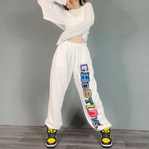 간지나는댄스걸 조거팬츠 방송댄스복유럽 미국 힙합 스포츠 바지 여성 여름 가을 얇은 문자 빔 남성 재즈