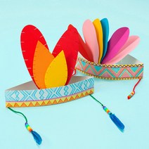 인디언 머리띠 / 종이가면 종이접기 종이모자 색종이, eva깃털
