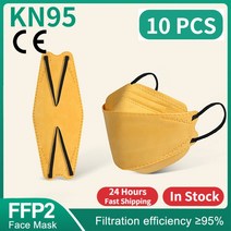 Ffp2 마스크 kn95 얼굴 mascarillas certificadas ffp2 승인 외과 reutilizable 성인 fpp2 homologadas, 14 yellow 10pcs