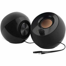 크리에이티브 페블 V2 미니멀리스틱 2.0 USB-C 데스크탑 스피커 3.5mm AUX 8W RMS 전원 타입 A 어댑터 포함 블랙, Black