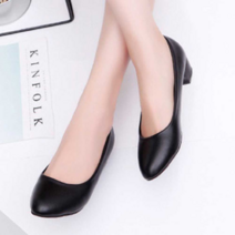 오너클랜 여자 구두 미들 키튼힐 블랙 굽낮은 발편한 슈즈