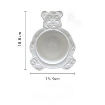 한국 인스 스타일 레트로 귀여운 곰 그릇 디저트 그릇 시리얼 그릇 아침 식사 플레이트 세라믹 그릇 빈티지 그릇 오트밀 요구르트 샐러드 플레이트, white bowl