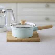 가마솥화덕 PAGOO 법랑 냄비 일본식 싱글 핸들 커버 우유 수프 보조 식품 인스턴트 국수 미니 요리 유도 밥솥, [08] 19cm 캔디 그린 싱글 핸들 수프 포트 +