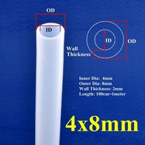 물호스 고압 분사기 호스 호스릴 1m id1 5mm 투명 투명 식품 등급 실리콘 호스 수족관 탱크 공기 펌프 고무 튜브 정원 관개 부드러운 유연한 파이프, 4x8mm, 길이 100cm