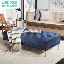 패브릭 벨벳 북유럽 보조의자 스툴 편한의자 소파, 60x45x40 블루, 1개
