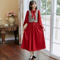 경성 의복 개화기 의상 레트로 빈티지 복고풍 원피스 조끼 베스트 리본 드레스
