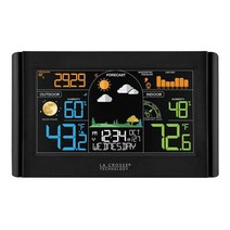 La Crosse Technology 308-27937-INT 무선 컬러 기상 관측기 보너스 디스플레이 블랙
