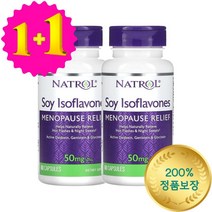 Natrol 1+1 NATROL 콩 대두 이소플라본 10mg 60캡슐 메노포즈 릴리프 제니스테인, 2개 세트