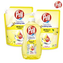 헨켈 프릴 베이킹소다 주방세제 용기 750ml + 리필 1000ml X2개, 퓨어레몬향