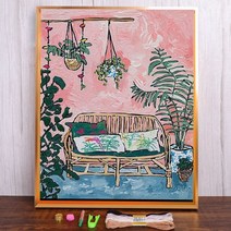 가족 일러스트레이션 프린트 패브릭 크로스 스티치 자수 키트 공예 뜨개질 수공예 수제 카운트 바늘 프로모션 11CT, HMA90474+30x40cm+14CT Silk Thr