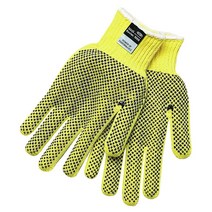 MCR Safety 9366L 케블라 레귤러 웨이트 7 게이지 도트 장갑 양면 PVC 포함 옐로우 라지 1쌍 USA 미국, 1개