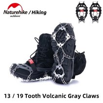 아이젠 naturehike new 1319 치아 미끄럼 방지 등산 크램폰 야외 겨울 얼음 발톱 스노우 그리퍼 하이킹 신발 부츠 그립 체인 스파이크, 13 치아 블랙 m