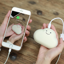 KC인증 휴대용 캐릭터 인형 구름 손난로 충전식 보조배터리 손난로 핫팩, 아이보리