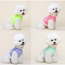 펫 핑크젤리59 강아지쿨조끼 크롭 쿨나시 반려견 고양이 반려묘 여름 진드기방지 형광 PJCTN, 네온그린