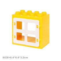 빌딩 블록 장난감 어린이용 큰 입자 집 부품 액세서리 창문 벽 지붕 건설 조립 Diy 벽돌 교육 완구, [13] Thin window yellow