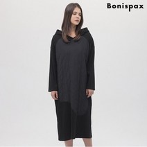 보니스팍스 퀼팅 우븐배색 후드 롱 저지 원피스-MF99OP092