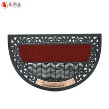 [리앤윤] 현관매트 고무매트 신발털이 발판 사각 반원 출입구매트 웰컴매트, 레드, 1개