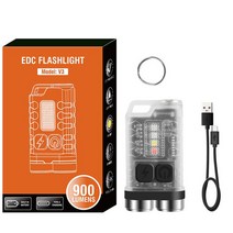 V3 다기능 EDC 미니 키 체인 UV 손전등 듀얼 LED 유형 C 충전 IP65 방수 강력한 자기 테일 토치, 02 Fluorescent White_02 ZOOM