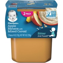 거버 비타블록 어린이 액상 식품 113g 2개입, 사과 & 바나나 + 믹스 시리얼(Apples & Bananas + Mixed Cereal), 1개, 226g