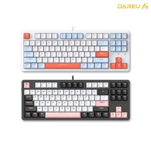 다얼유 A87 PRO 유선 퀵스왑 가스켓 게이밍 기계식 키보드 (영문각인), 블랙핑크/스카이축