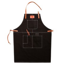 데님 포인트 스트랩 바리스타 앞치마 A_RD_87, 1개, 블랙